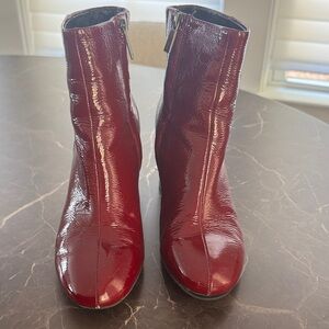 Merlot patent leather booties. Excellent condition.